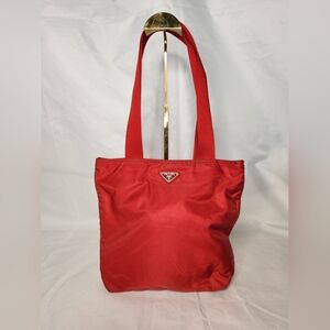 Prada nylon red tote bag